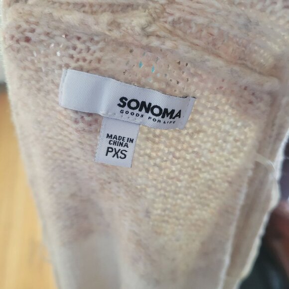 Sonoma Womens Color Block Cardigan Sweater PXS Open Front Two Pockets Soft Knit - Picture 3 of 3